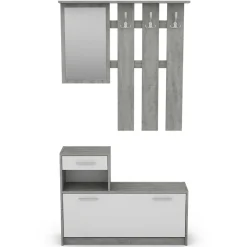 Garderobenmöbel in Weiß & Betonoptik - Zessma (zweiteilig)^Wohnen Discount