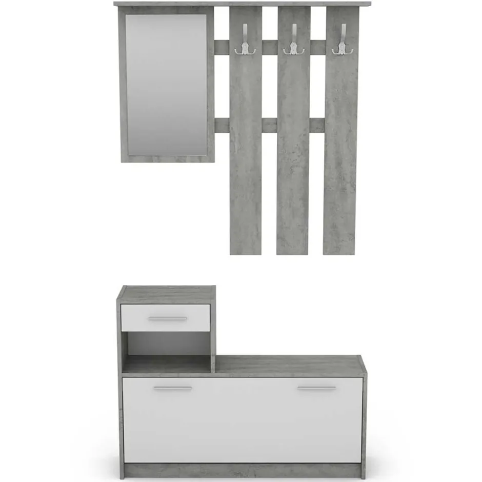 Garderobenmöbel in Weiß & Betonoptik - Zessma (zweiteilig)^Wohnen Discount