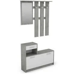 Garderobenmöbel in Weiß & Betonoptik - Zessma (zweiteilig)^Wohnen Discount