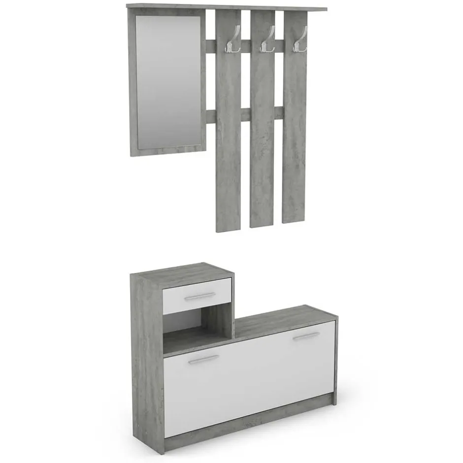Garderobenmöbel in Weiß & Betonoptik - Zessma (zweiteilig)^Wohnen Discount