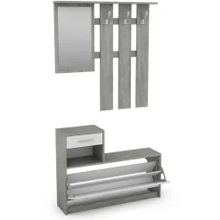 Garderobenmöbel in Weiß & Betonoptik - Zessma (zweiteilig)^Wohnen Discount