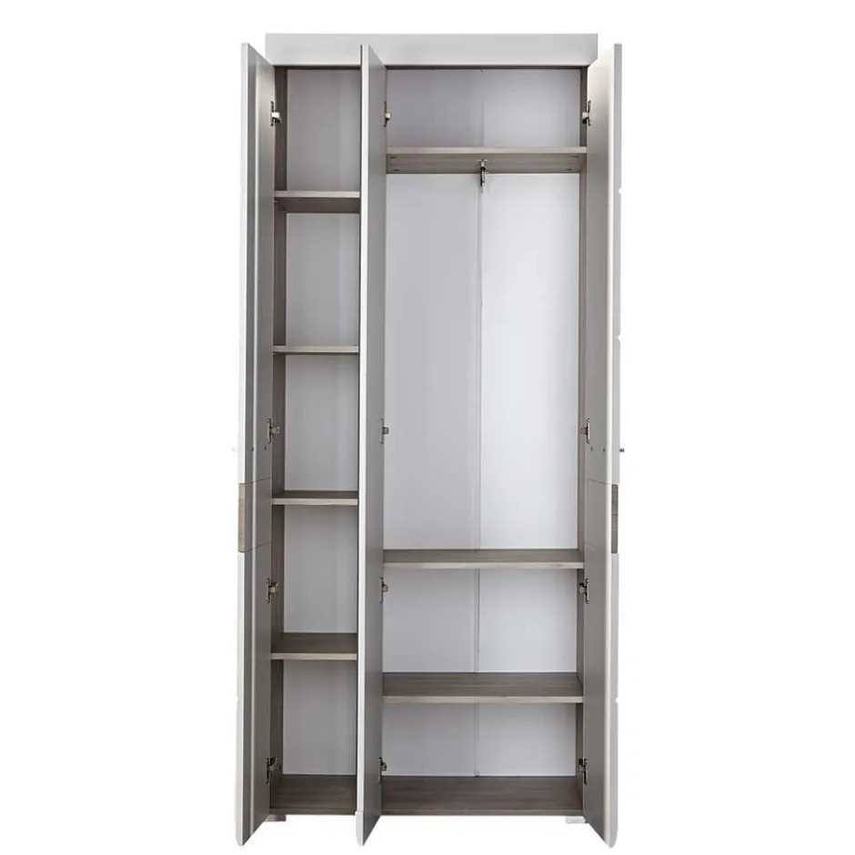 Garderobenmöbel Set Brosgo in Weiß und Silbereiche (fünfteilig)^Wohnen Outlet