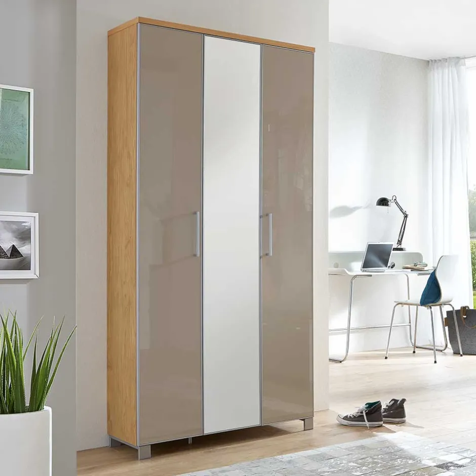 Garderobenmöbel Set Diecca in Taupe Glas beschichtet (fünfteilig)^Wohnen New