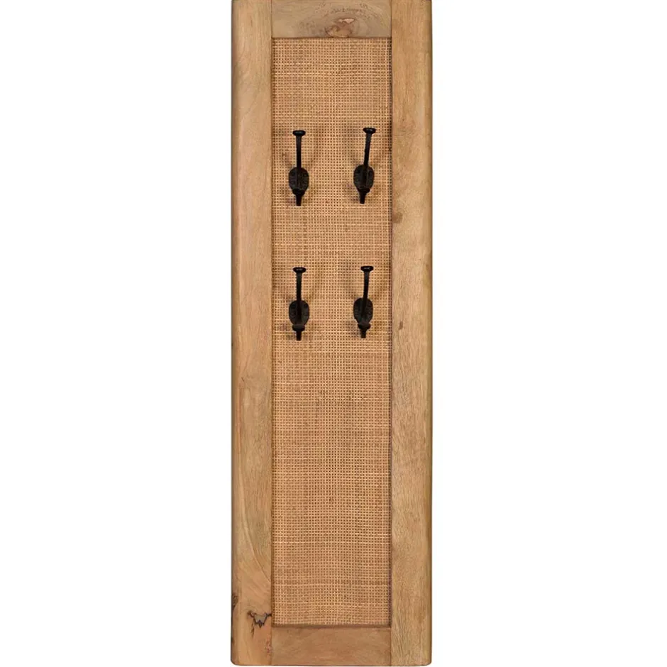 Wohnen Garderobenpaneel aus Holz & Rattan Geflecht - Lazianus