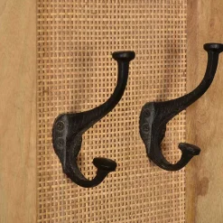 Wohnen Garderobenpaneel aus Holz & Rattan Geflecht - Lazianus