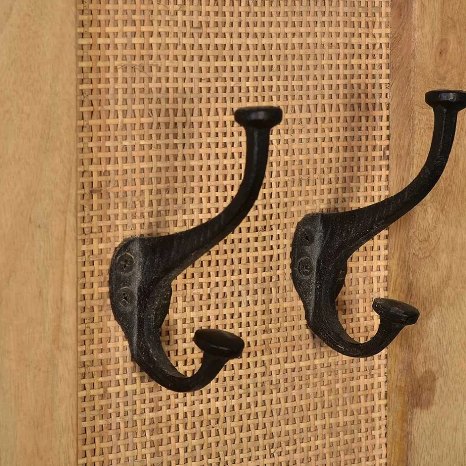 Wohnen Garderobenpaneel aus Holz & Rattan Geflecht - Lazianus