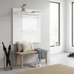 Garderobenpaneel in Weiß mit Glasbeschichtung - Kofi^Wohnen Discount