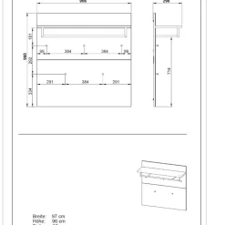 Garderobenpaneel in Weiß mit Glasbeschichtung - Kofi^Wohnen Discount