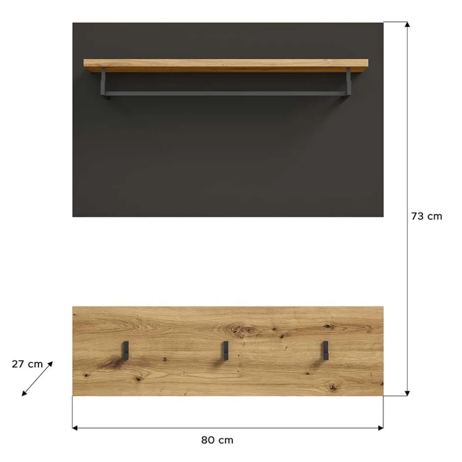 Garderobenpaneel und Hakenleiste Set - Norja (zweiteilig)^Wohnen New