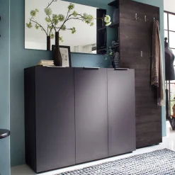 Wohnen Garderobenset Badija in Anthrazit Wenge Braun (dreiteilig)