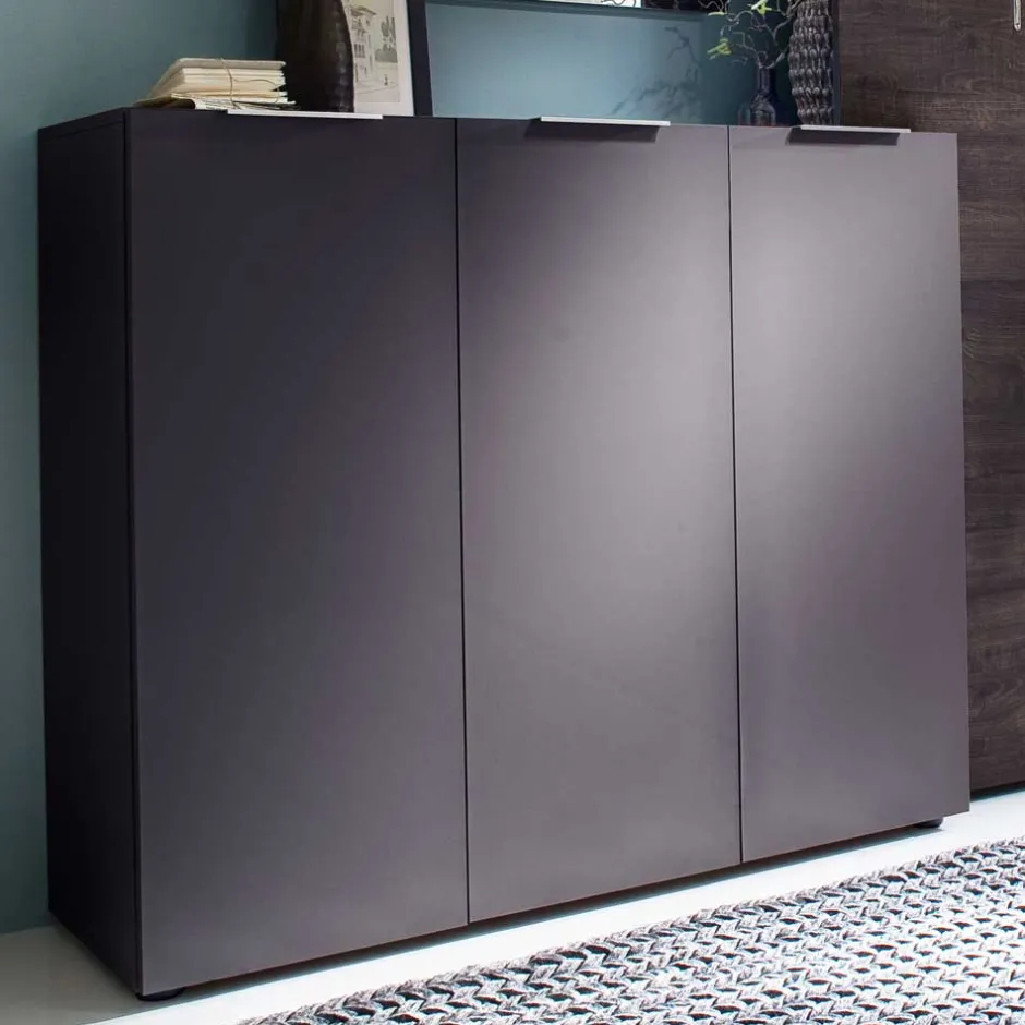 Wohnen Garderobenset Badija in Anthrazit Wenge Braun (dreiteilig)