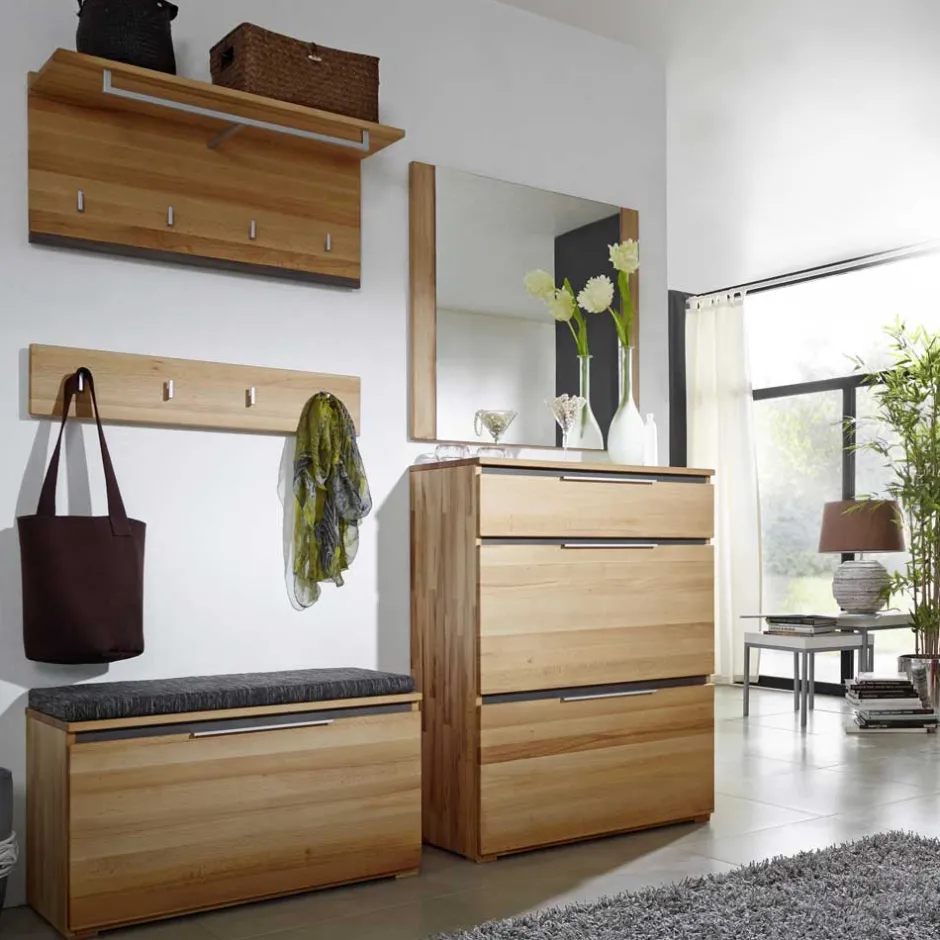 Garderobenset Leyrina aus Kernbuche Massivholz (fünfteilig)^Wohnen Online
