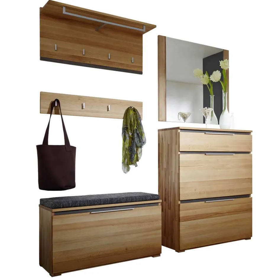Garderobenset Leyrina aus Kernbuche Massivholz (fünfteilig)^Wohnen Online