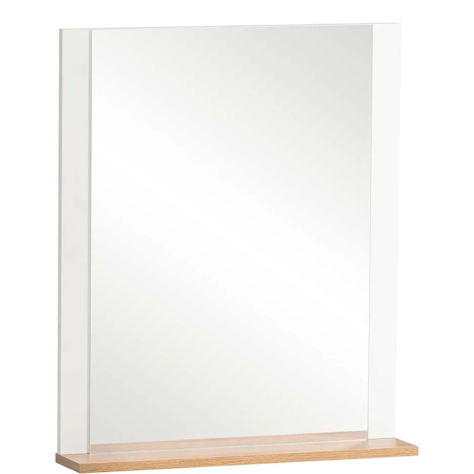 Garderobenspiegel mit Ablage in Weiß & Eiche - Goliat^Wohnen New