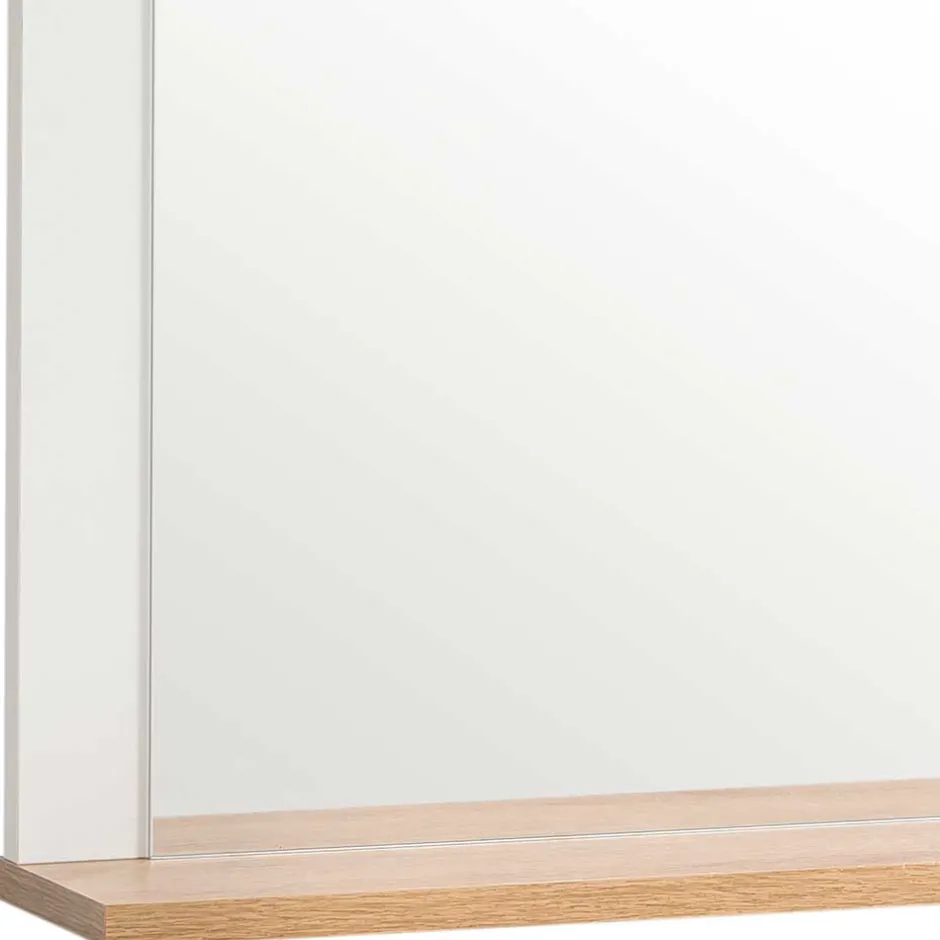 Garderobenspiegel mit Ablage in Weiß & Eiche - Goliat^Wohnen New
