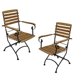 Garten Armlehnstuhl Amyos aus Teak Holz & Stahl (2er Set)^Wohnen New