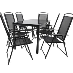 Wohnen Garten Essgruppe in Schwarz - Kameron (siebenteilig)