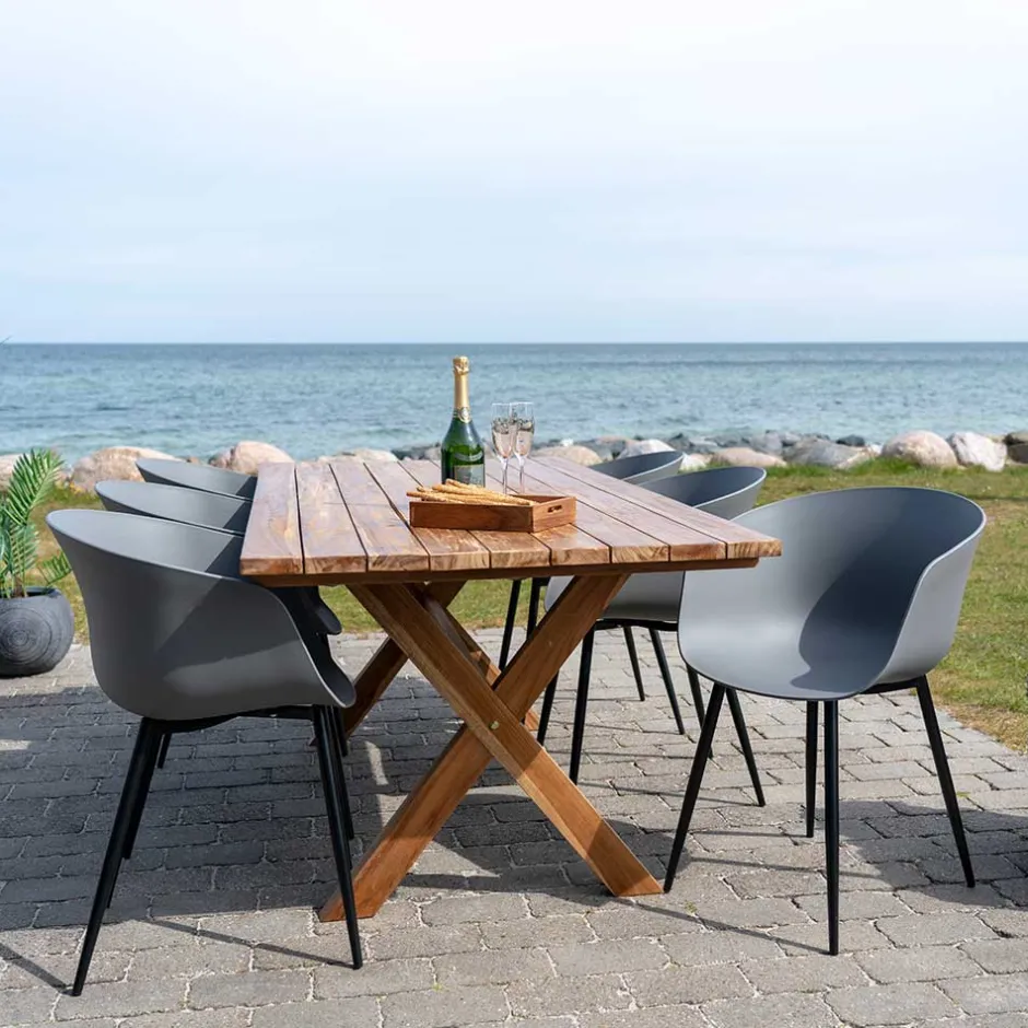 Wohnen Garten Essgruppe mit Holztisch - Waronka (siebenteilig)