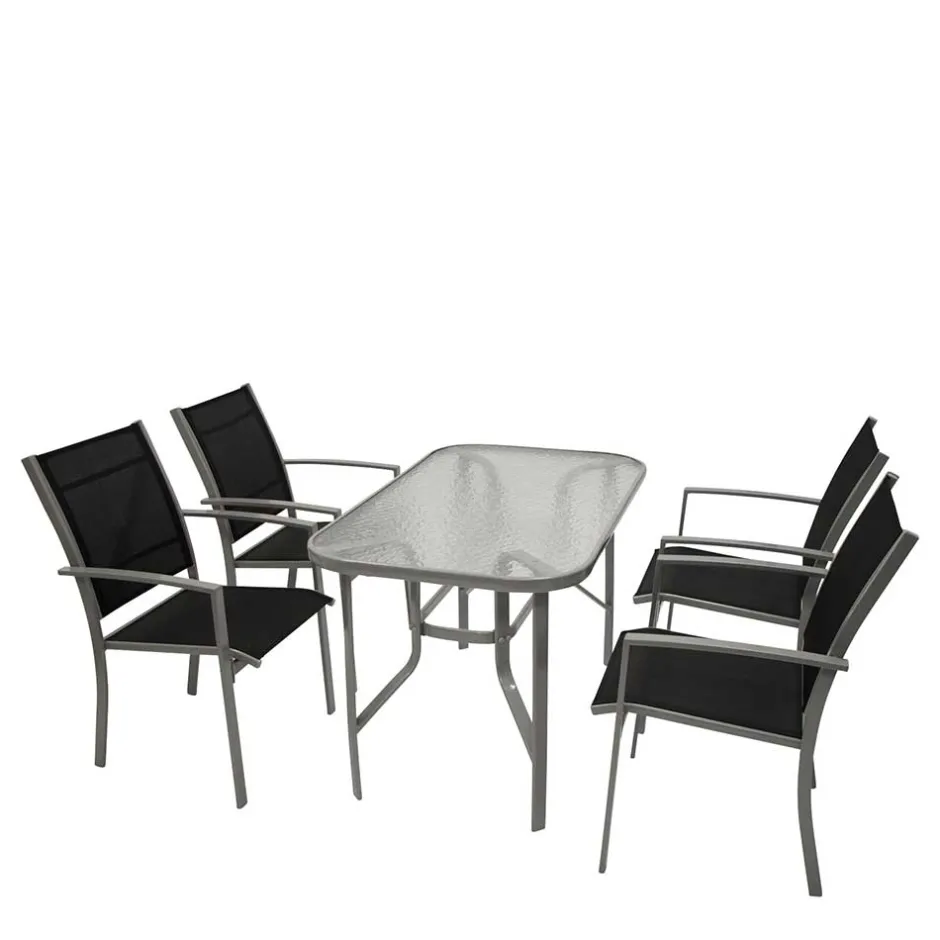 Wohnen Garten Glastisch & Armlehnstühle - Anota (fünfteilig)