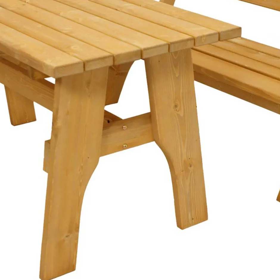 Wohnen Garten Holzbank mit Lehne & Tisch - Luxuria (zweiteilig)