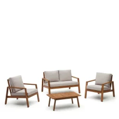 Wohnen Garten Lounge Sitzgruppe aus Massivholz - Lititia (vierteilig)