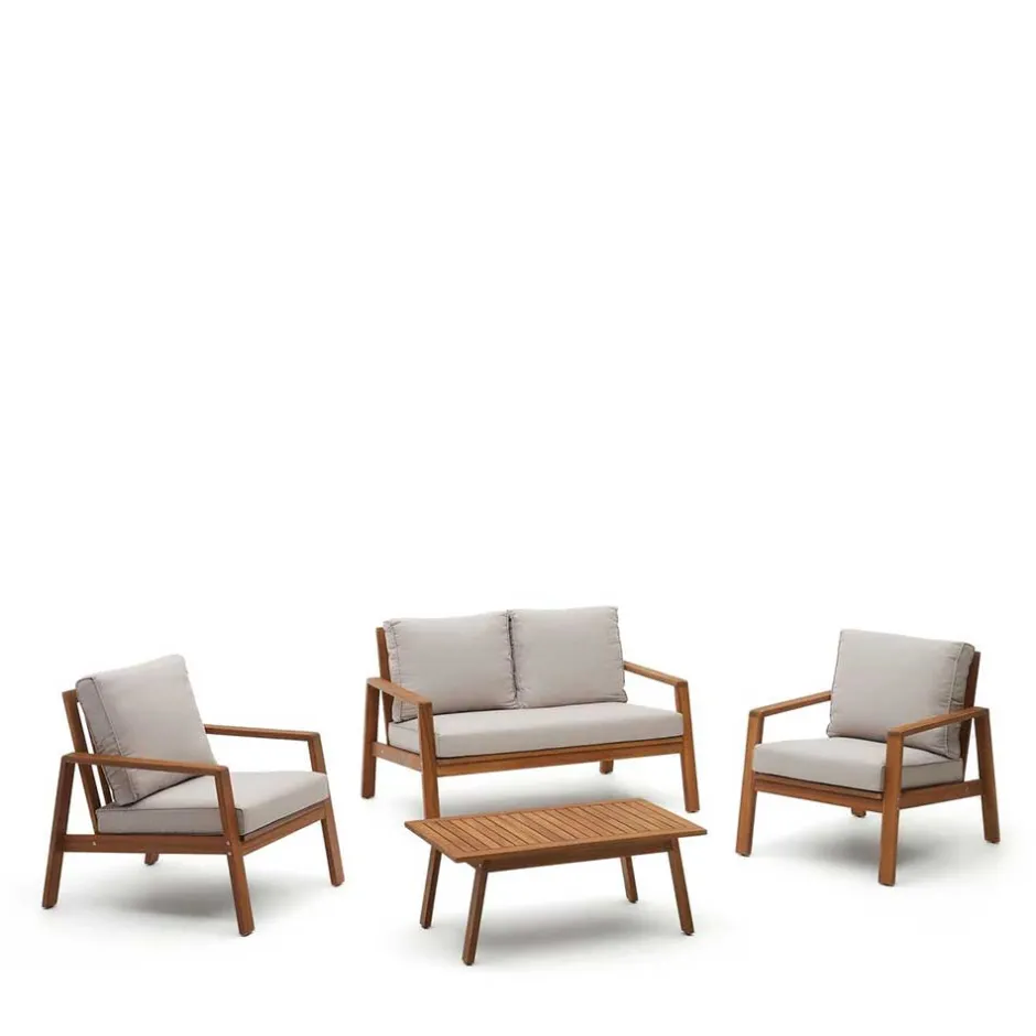 Wohnen Garten Lounge Sitzgruppe aus Massivholz - Lititia (vierteilig)