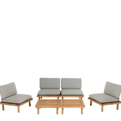 Wohnen Garten Sitzgruppe aus Akazie massiv - Emeziano (fünfteilig)