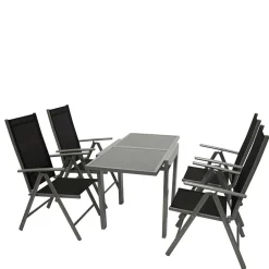 Garten Tischgruppe mit Klappstühlen - Arno (fünfteilig)^Wohnen Clearance