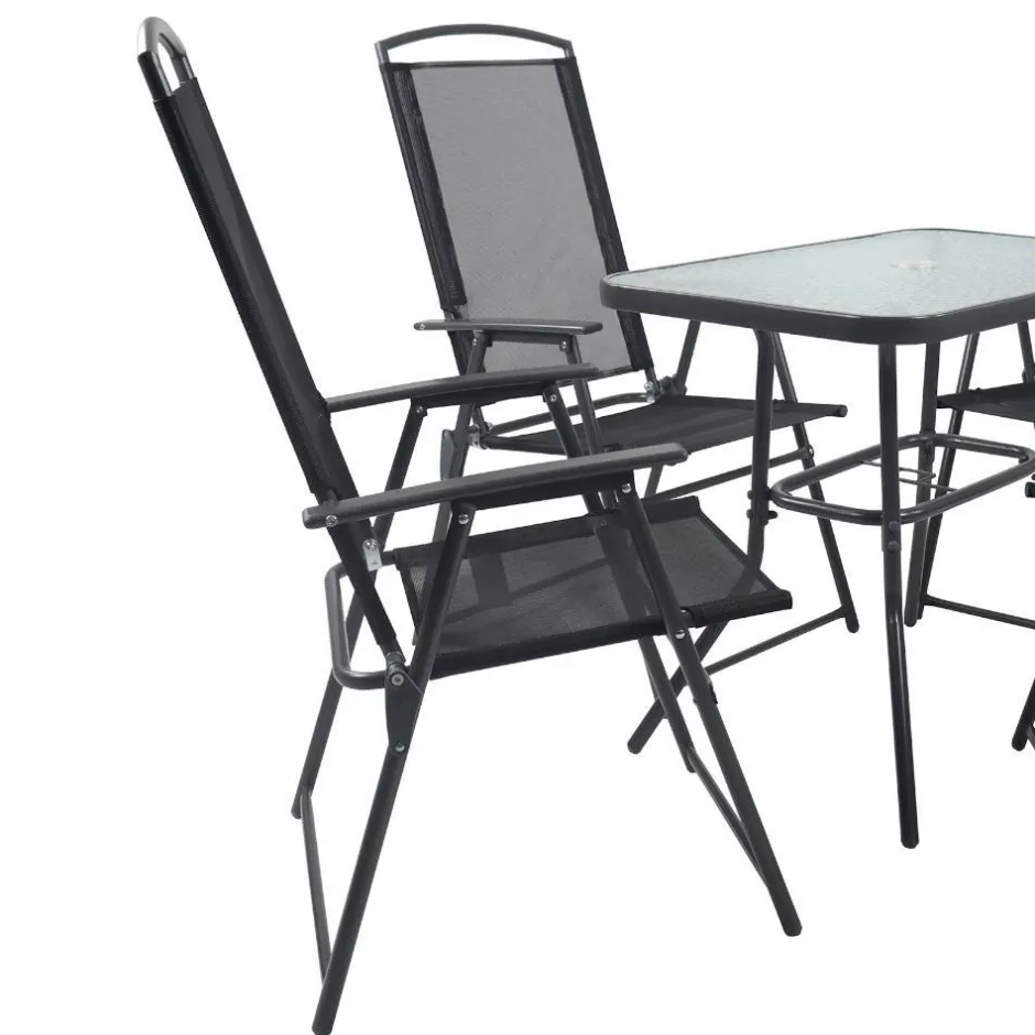 Wohnen Garten Tischgruppe mit Klappstühlen - Alcamo (fünfteilig)