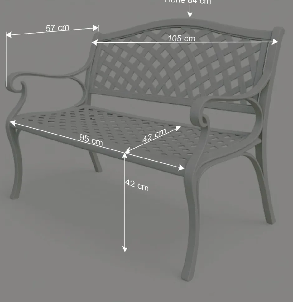 Wohnen Gartenbank mit Armlehnen aus Aluminium - Liacantu