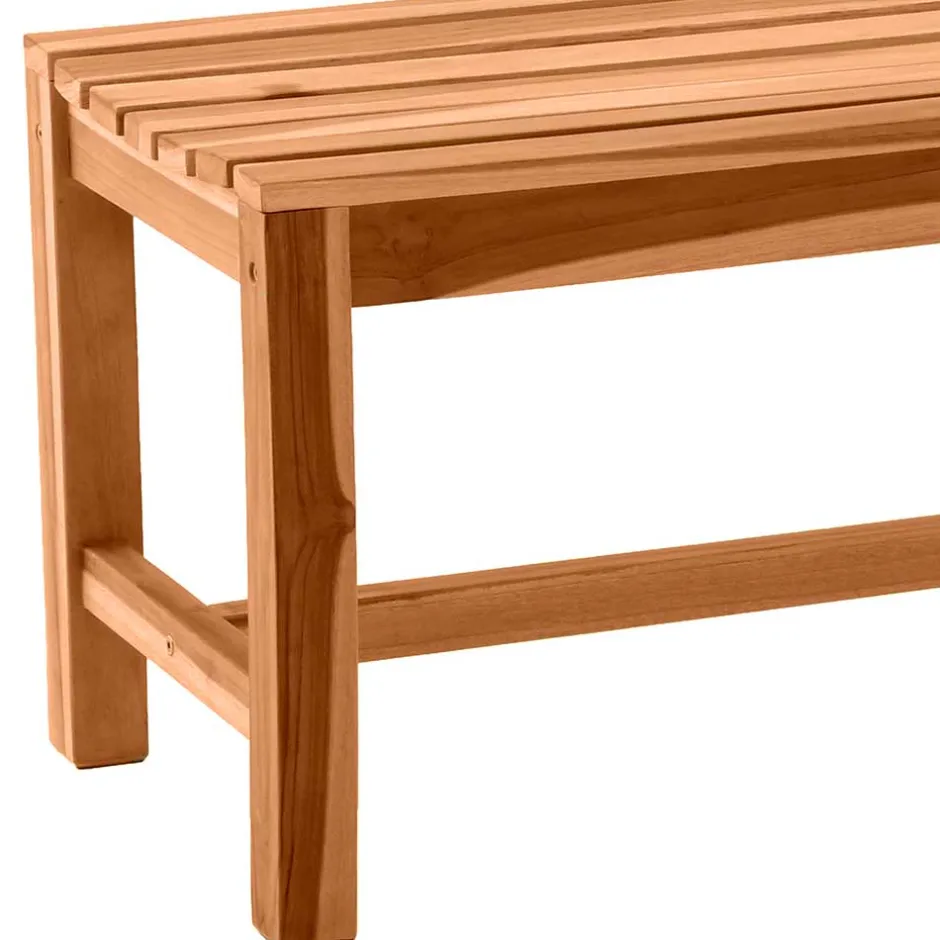 Gartenbank ohne Rückenlehne aus Teak Massivholz - Klahuma^Wohnen Hot