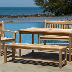 Gartenbank ohne Rückenlehne aus Teak Massivholz - Klahuma^Wohnen Hot