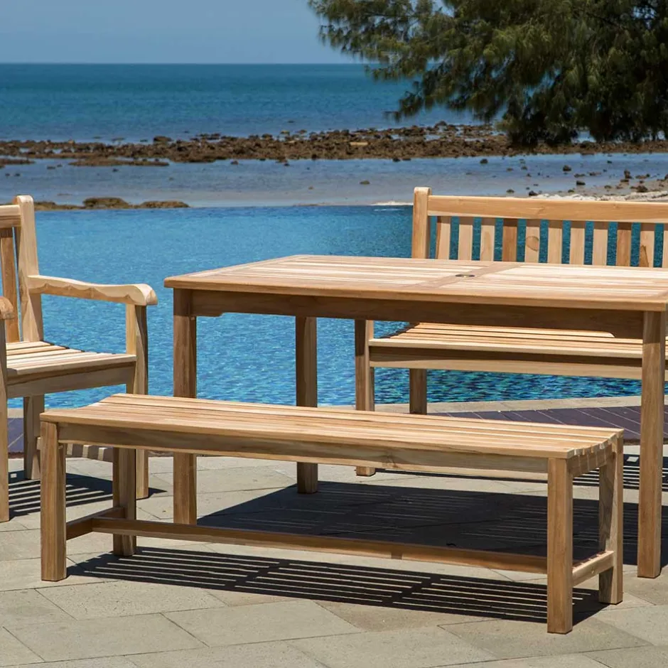 Gartenbank ohne Rückenlehne aus Teak Massivholz - Klahuma^Wohnen Hot