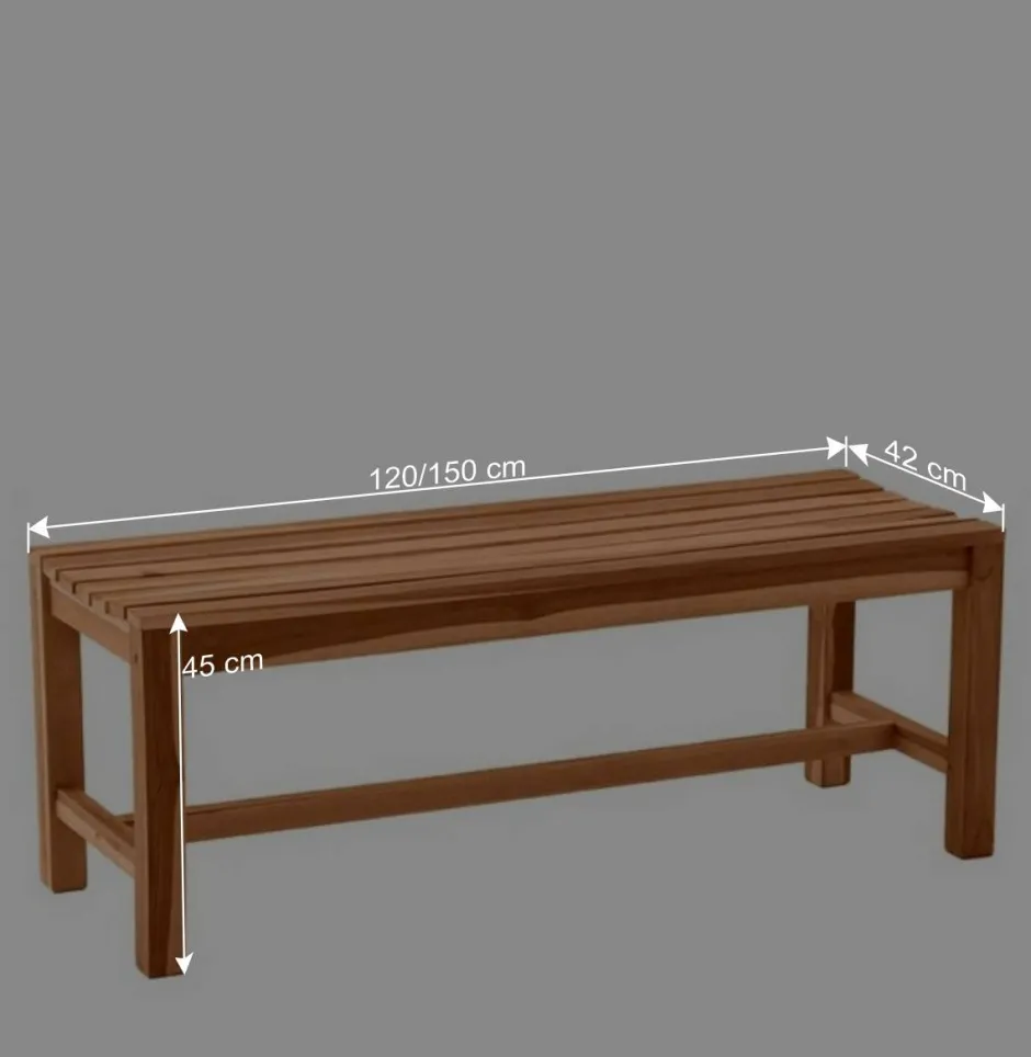 Gartenbank ohne Rückenlehne aus Teak Massivholz - Klahuma^Wohnen Hot
