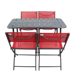 Wohnen Gartengarnitur in Rot Schwarz - Maximilian (fünfteilig)