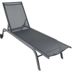 Wohnen Gartenliege mit Rollen in Schwarz - Asprecca
