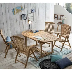 Gartentisch & Klappsessel aus Holz - Klahuma (fünfteilig)^Wohnen Clearance