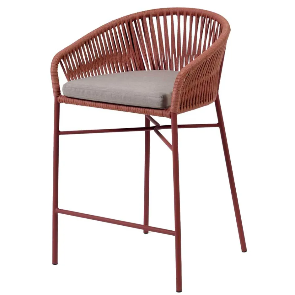 Geflecht Barstühle in Dunkelrot - Lejavra (4er Set)^Wohnen Sale