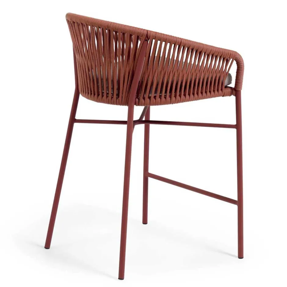 Geflecht Barstühle in Dunkelrot - Lejavra (4er Set)^Wohnen Sale