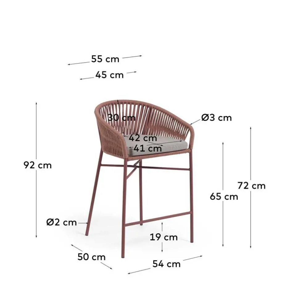 Geflecht Barstühle in Dunkelrot - Lejavra (4er Set)^Wohnen Sale