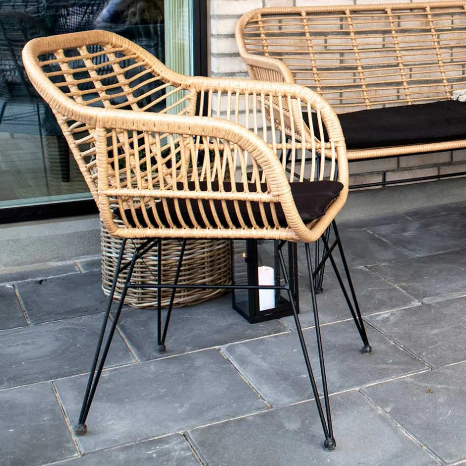 Wohnen Geflecht Stühle in Beige Rattan - Ambo (2er Set)