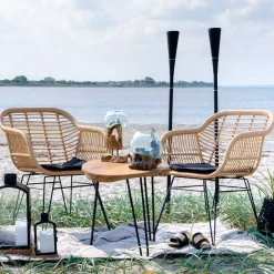 Wohnen Geflecht Stühle in Beige Rattan - Ambo (2er Set)