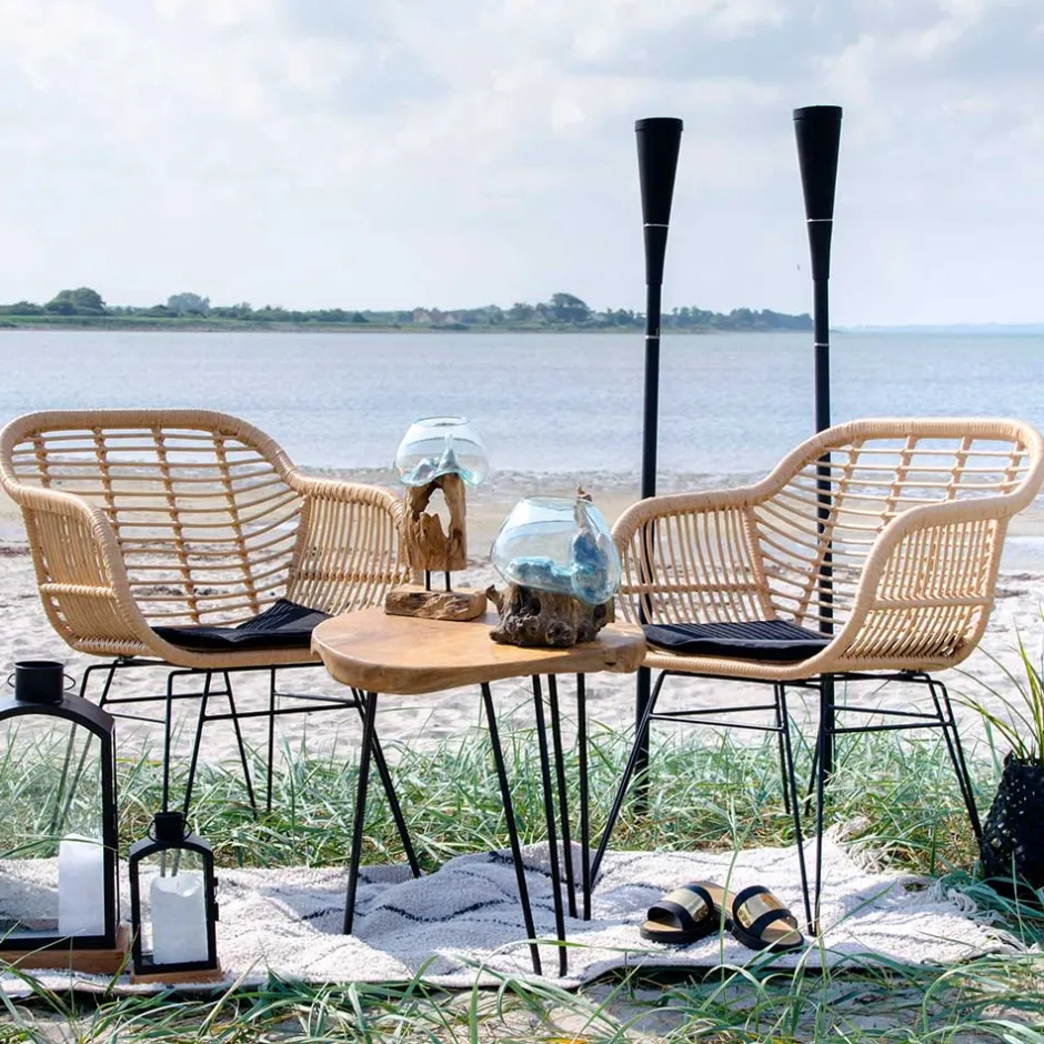 Wohnen Geflecht Stühle in Beige Rattan - Ambo (2er Set)