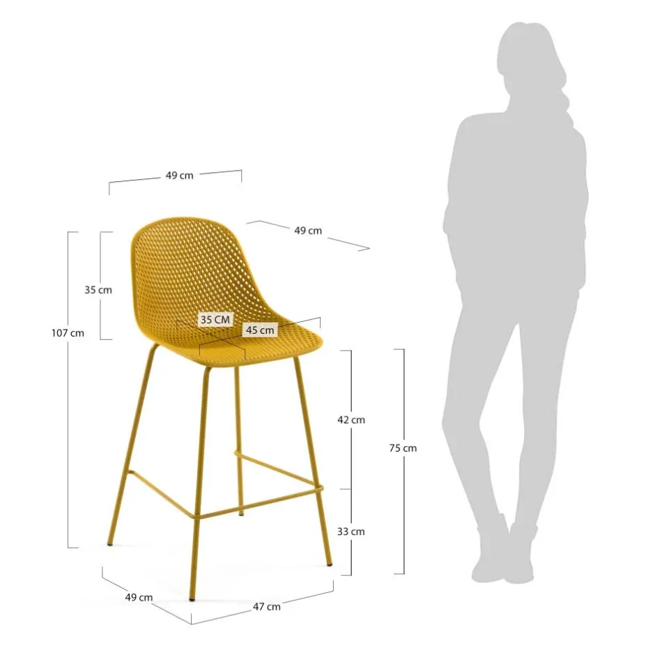 Wohnen Gelber Barstuhl mit 75 cm Sitzhöhe - Yalaz (4er Set)