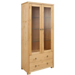 Wohnen Geölte Holz Vitrine in Kiefer Natur - Vinidad