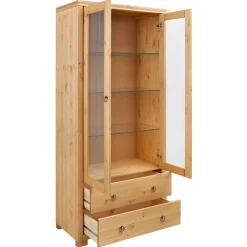 Wohnen Geölte Holz Vitrine in Kiefer Natur - Vinidad