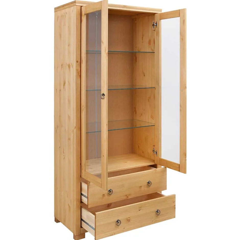 Wohnen Geölte Holz Vitrine in Kiefer Natur - Vinidad