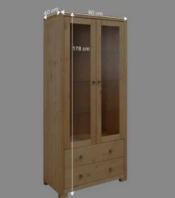 Wohnen Geölte Holz Vitrine in Kiefer Natur - Vinidad