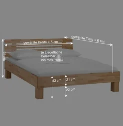 Wohnen Geöltes Massivholzbett Benet in sieben Breiten