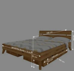 Wohnen Geöltes Wildeiche Bettgestell mit 190cm Länge - Eavy